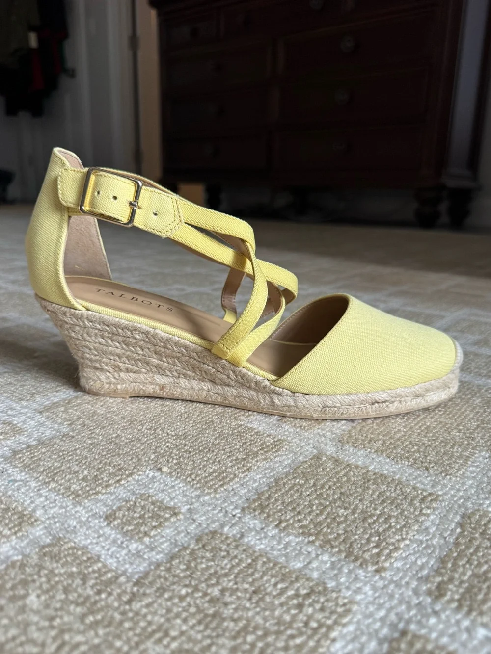 Talbots Lyndsay Strappy Espadrille Wedge Sandals Lemon Chiffon Yellow 9.5